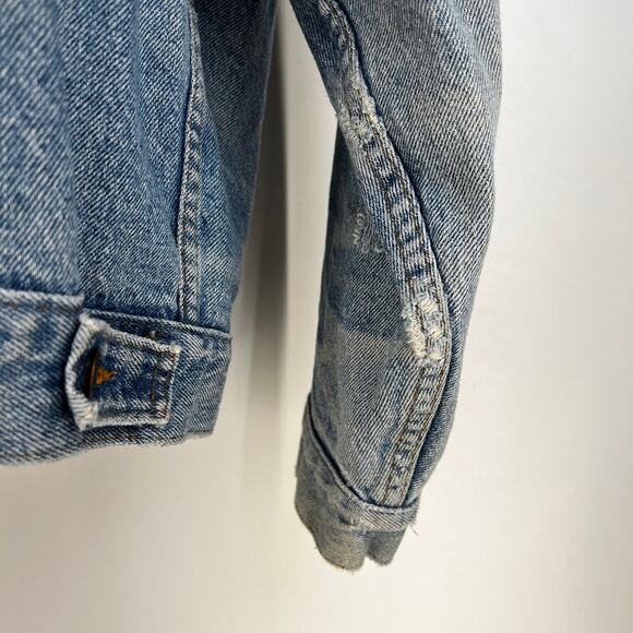 Vintage 1991 Levi's Trucker Jacket 70507 Distressed Denim Blue Unisex Type 3 - Picture 10 of 14